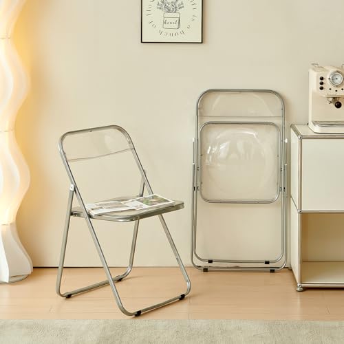Miniatura 6 de Luxnook 6 Sillas Plegables Silla De Pet Metal Transparente Silla Plegable Capacidad De Carga De 150 Kg Para Comedor, Salón, Jardín