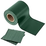 TOSANEO PVC Sichtschutzstreifen Sichtschutz Windschutz Zaunblende für Doppelstabmatten-Zaun Gartenzaun inkl. 30 Clips Rolle 35m x 19cm 450 g/m² Grün