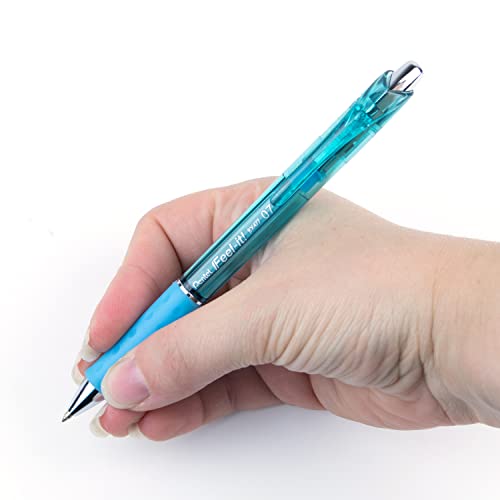 Pentel Feel-It!, Low Viscosity, Retractable Ballpoint Pen, Everyday Use, Office Supplies, School Supplies, Sky Blue Ink, Metal Tip, 0.7mm Medium Point, BX477-S, Box of 12 by Pentel - Image 6
