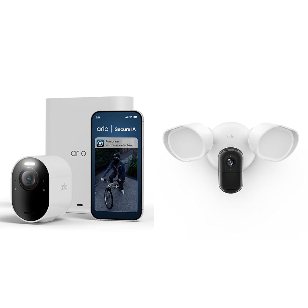 Caméra extérieure Arlo Ultra 3 sans fil 4K pour éviter les cambriolages de nuit avec projecteur