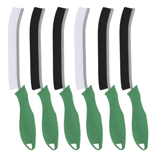 Image of TQRR Hard Bristle Crevice Cleaning Brush-Thin Gap Scrub Brush, Small Cleaning Brush, Grout Brush, Kitchen Brush, Cleaning Tools for Toilet, Bathroom, Sink, Home, Household, Window (6, Green)