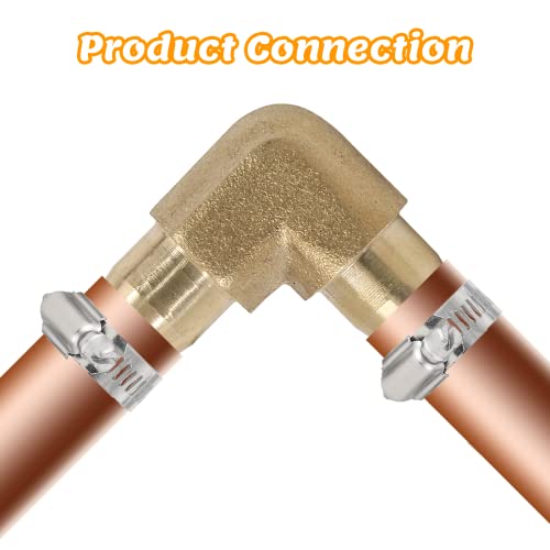 Auvotuis 5Pcs 5/16 Inch Brass Hose Barb Elbow 90 Degree L Right Angle Elbow 8Mm Hose Id Barb Reducer Union Water/Fuel/Air #TOP5