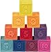 B. Toys - One Two Squeeze Baby Blocks - Building Blocks for Toddlers - Educational Baby Toys 6 Months & Up with Numbers, Shapes, Animals & Textures - 10 Soft & Colorful Stacking Blocks
