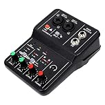 VOANZO Mini Audio Mixer for PC USB Mixer 2 Channel Mixer Microphone/Guitar XLR+6.35mm 3.5mm Stereo in 48V Phantom Power