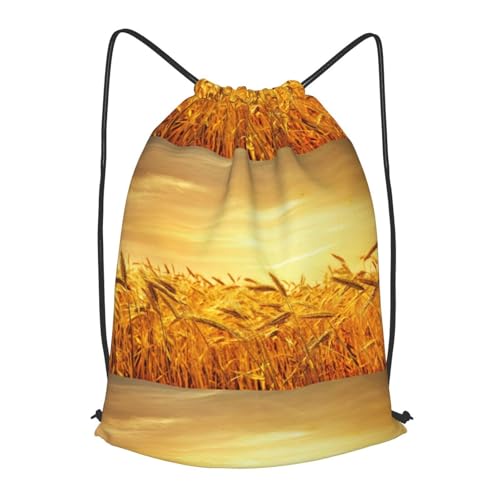 TTIGLHOH Mochila con cordón de trigo, bolsa de poliéster para gimnasio, viajes, Negro, S