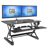 G-PACK PRO - Desktop Standing Desk Converter | Sit-To-Stand Work Desk Riser | Adjustable from 5.7” to 19.7” | Fits Dual Monitor -Removable Keyboard Tray | Ergonomically Designed for Multipurpose Works
