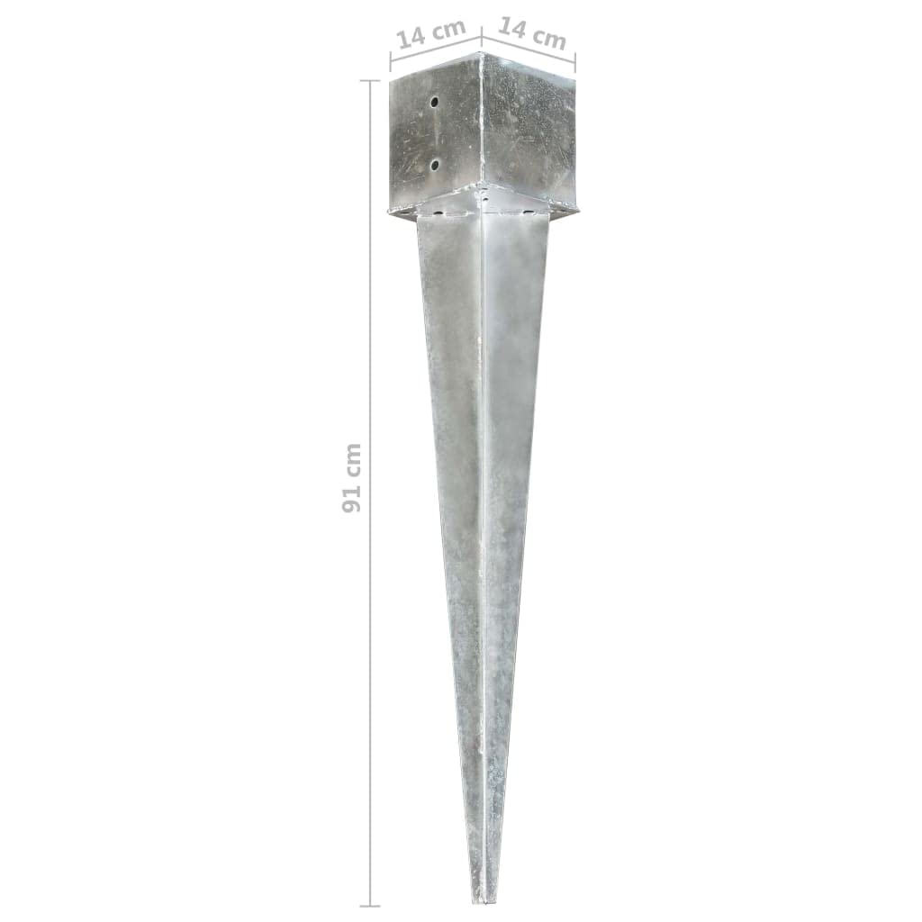 Estacas de suelo (6 piezas, 14 x 14 x 91 cm, acero galvanizado, para jardín, vallas, camping