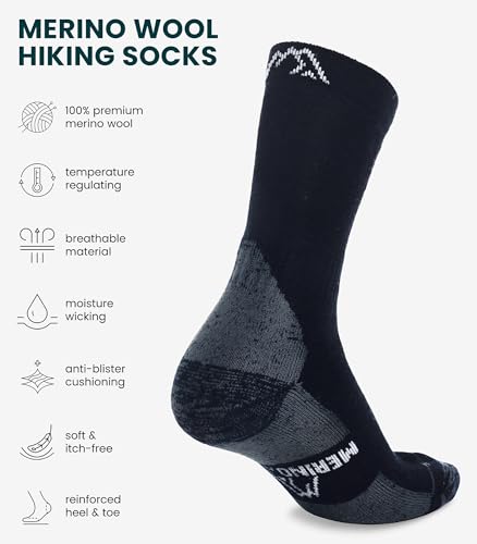 Image of Merino.tech Merino Wool Socks for Women And Men - Merino Wool Hiking Socks Crew Style