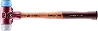 Halder 3013.030 Simplex .75 lb. Soft-Face Mallet with TPE-Soft Blue Rubber (Non-marring) and TPE-Mid Grey Rubber Inserts, Cast Iron Housing, and Wood Handle, 12 oz