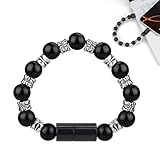 Aolcev USB C Cable Short Bead Bracelet Fast USB A to USB C Charging Cord USB Type C Charger Cord Phone Charger Cable Creative Wrist for iPhone 16 Pro Max 15 Pro Max Plus Galaxy S25 S24 Black