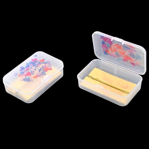 Image of Goodma 12 Pieces Love Hearts Image Pattern Rectangular Plastic Boxes Empty Storage Organizer Containers with Hinged Lids for Small Items and Other Craft Projects, 3.3 x 2.2 x 1 inch (Frosted White)