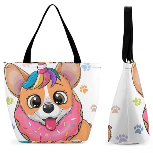 Sac de shopping pour voyage licorne et grand sac à main corgi femme