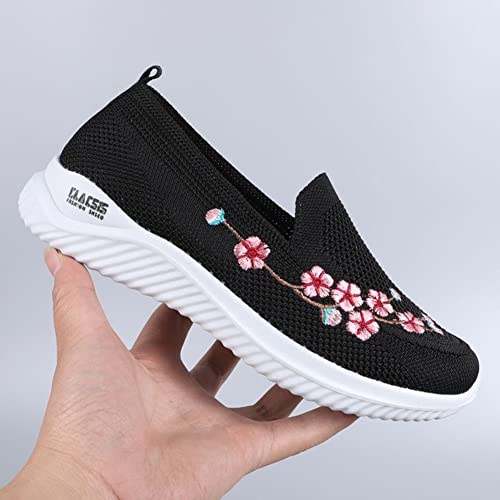 Covoyyar Women'S Slip On Shoes Casual Comfortable Tennis Floral Embroidered Walking Sneakers thumb #4