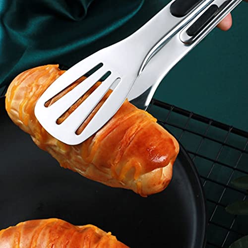 Pinzas Cocina Pinzas de Cocina de Acero Inoxidable, con Silicona, for freír, cocinar, Pan, Tamaño: 24 * 4,5 cm, Flexible for Usar