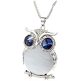 Dorical Kette/Damen Halsband Necklace Halskette Anhänger Choker Halsbänder Für Frauen Eule Anhänger Diamant Pullover Kette Lange Halskette Schmuck Valentine's Day Present Elegante Necklace(Weiß)