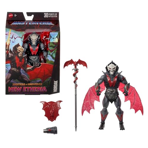 Masters of The Universe Figurine articulée Hordak Masterverse New Etheria 18 cm, Princesse du Pouvoir, avec Ailes articulées, Bras Canon, Sceptre et Bouclier, JBP85, Mauve