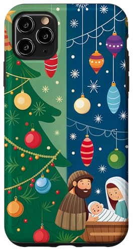 キリスト降誕クリスマスベイビーイエスマネージャーシーンで格子縞のキリスト降誕 スマホケース iPhone 11 Pro Max 用