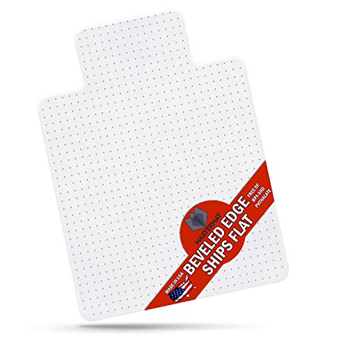 Office Chair Mats for Carpeted Floors, Studded Desk Floor Mat, Clear Heavy Duty for Low and Medium Pile, Beveled Edge with Lip Large 36