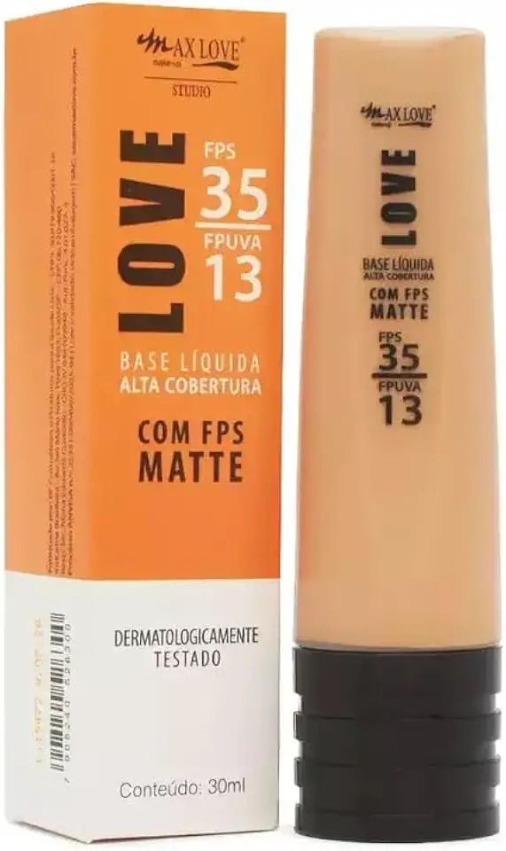 Base Líquida Max Love Alta Cobertura FPS Matte Cor 56, 30ml - Acabamento Duradouro