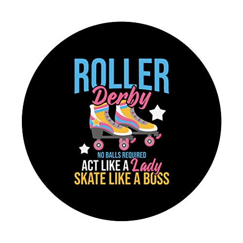 Roller Derby No Balls Required - Roller Skating Speed Skater PopSockets Swappable PopGrip, Black - Image 3