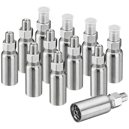 Image of 12 Pack 1 /8 inch NPTF Hydraulic Hose Fittings, 1 /4 inch I.D. Hose x 1 /8 inch NPTF Male with Protection Cover Hydraulic Hose End Crimp Fitting Kits