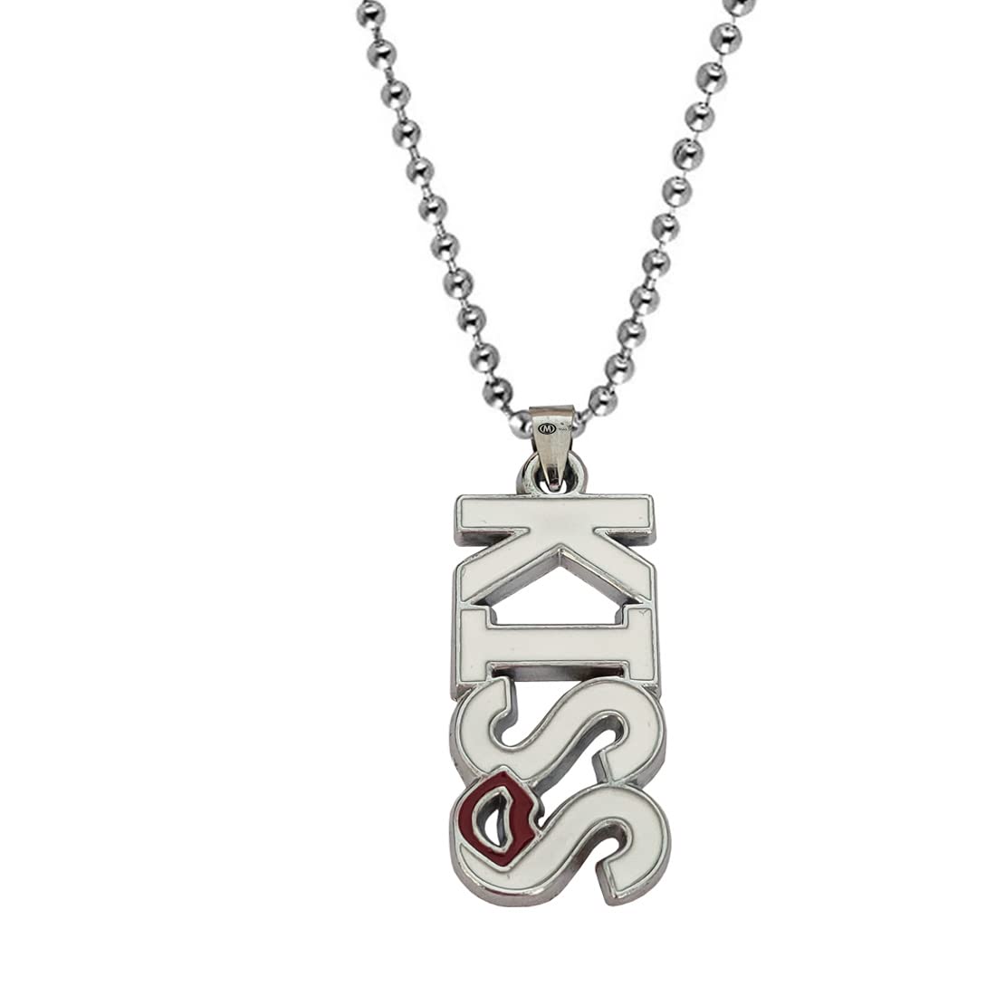 M Men Style Valentine Lover Gift Alphabet KISS Beautiful Locket With Chain Lip Charm Silver And Red Zinc And Metal Alphabet Pendant Necklace Chain For Men And Women
