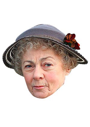 FoxyPrinting Miss Marple New Celebrity Cardboard Party Face Mask Fancy Dress