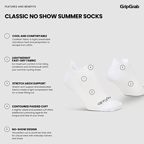GripGrab Classic No-Show Single & Multipack Invisible Cycling Socks Short Low Sneaker Trainer Summer Liner Bike Spinning Sock2