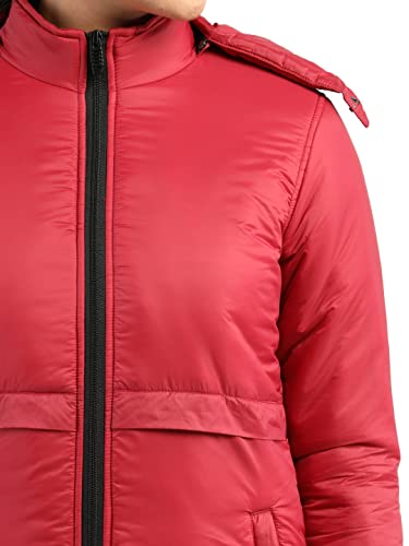 Image of CHKOKKO Women's Standard Length Polyester Winter Quilted Jacket Crimson Red Xlarge