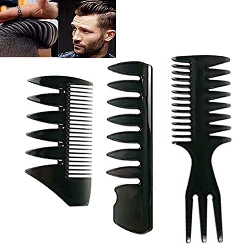 3PCS Pompadour Comb, Wide Tooth Men Styling Comb Black Streaker Afro Hair Combs Set for Wet Curly Thick Oil Hair