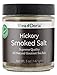 Hickory Smoked Sea Salt (Fine Grain) Hickorywood Salt (5 oz glass jar)