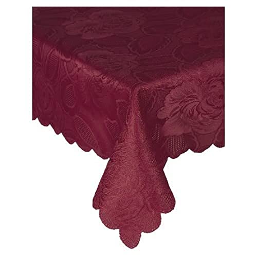 Emma Barclay Damask Rose - Jacquard Table Cloth in Wine - 60x84 (152x213cm)