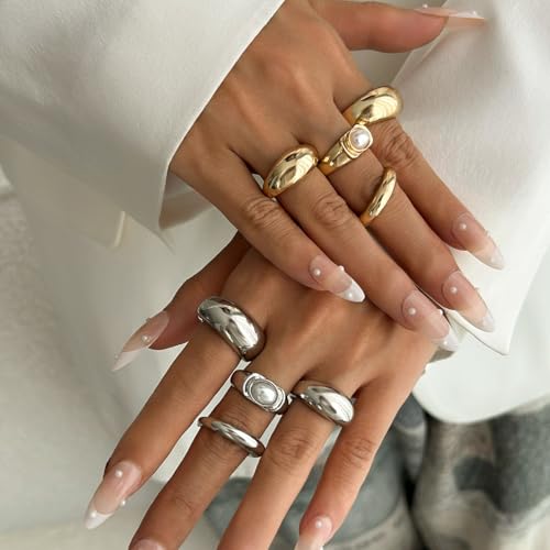 Image of Shining Diva Fashion Combo Set Gold and Silver Plated Rings for Women and Girls Stylish