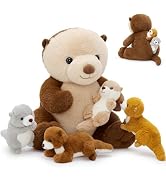 MaoGoLan 5pcs Otter Stuffed Animal - 14.5" Mommy Sea Otter Plush with Babies Inside, Soft Cute St...