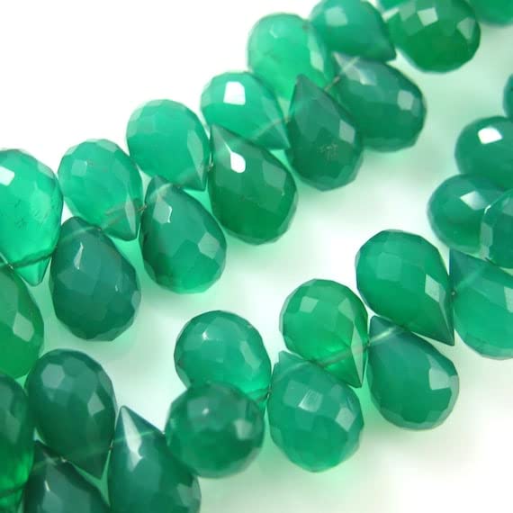 Perles onyx vert naturelles véritables facettées pour remplacer les fausses pierres en plastique