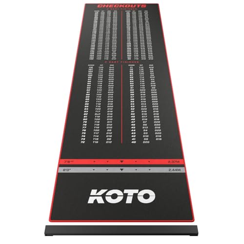 KOTO - Dartteppich Mit Oche Checkout Rot 285 x 80 cm, Dartmatte,...