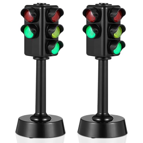 NUOBESTY Kids Traffic Light Toy Traffic Signal Light Model Toys Early Education Playset for Kids Toddler, Pack of 2(Random Size)