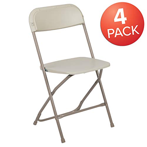 image for Flash Furniture Hercules Series Plastic Folding Chair - Beige - 4 Pack