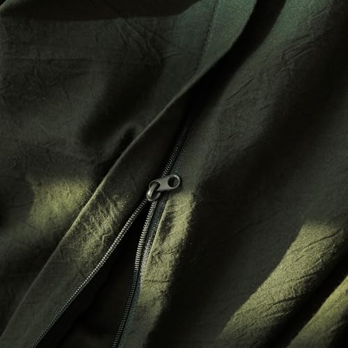 JIYUAN 100% Washed Cotton Duvet Cover Set 3 PCS Super King Plus, 1 Duvet Cover 120x120 Inches(Comforter Not Included) and 2 Pillowcases,Linen Feel Bedding Set Comfy and Breathable,Olive Green