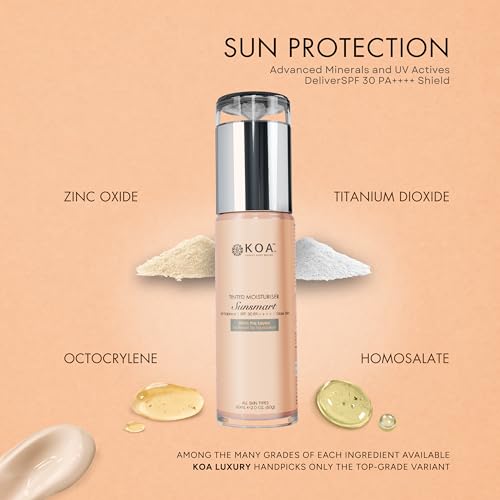 Image of KOA Luxury Sunsmart Tinted Moisturiser | pH Balance | Sunscreen SPF 30 PA++++ | Glass Skin | Skin Brightening | No White Cast | Lightweight | Proven Consumer Test Results | For All Skin Types | For Both Women & Men | 60mL