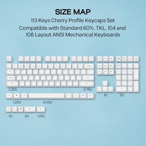 Image of EPOMAKER AegisSil Keycap Set, Silicone Material, Cherry Profile, 113 Keys, 65% /75% /96% /Full Size, Custom Keyboard Keycaps Set for Cherry MX, Kailh, Outemu, Gateron Mechanical Gaming Keyboard (White)