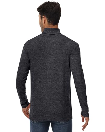 Ficerd 2 Pack Men's Turtle Neck Shirts, Lightweight Cotton Pullover Sweater Slim Fit Mock Turtleneck Knitted Long Sleeve Tops3