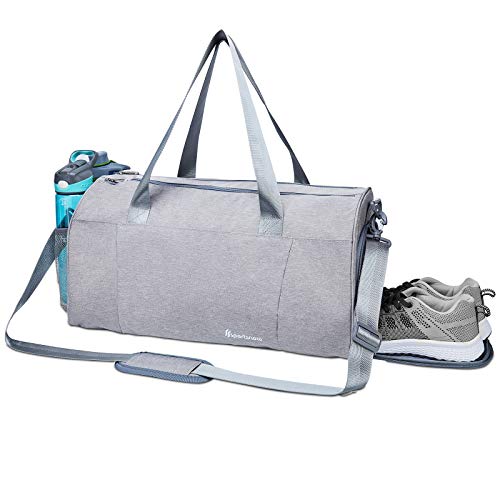 Sports Gym Bag with Wet Pocket & Shoe Compartment Fitness Workout Bag for Men and Women, Gray Sports Gym Bag with Wet Pocket & Shoe Compartment Fitness Workout Bag for Men and Women, Gray