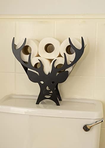 HomeZone Novelty Deer Head Toilet Roll Holder Free Standing Stag Animal Bathroom Accessories Decorative Home Decor Indoor Storage Loo Roll Holder