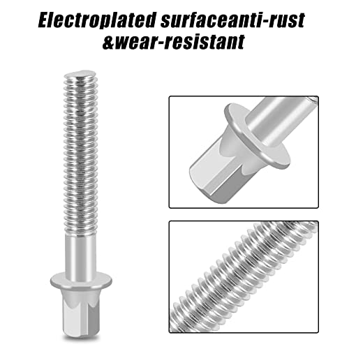 EASTROCK Drum Tension Rods Drum Screw 6 Pack M6X50mm Percussion Replacement Accessory Drum Kit Screws (Silver) - Thumbnail 4