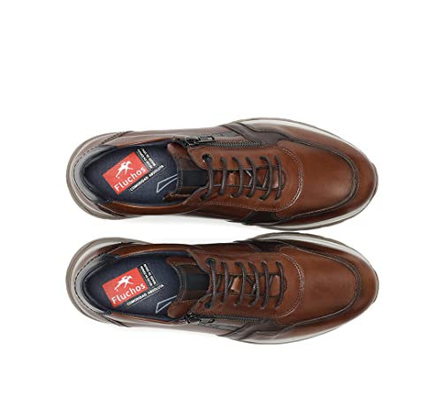 Fluchos Para Hombre. F1600 Zapatillas De Piel F1600 MarróN (41), Plano, Cordones, Cremallera, Casual - 6
