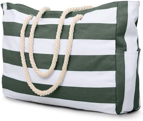 Becokan Beach Bags for Women Large Waterproof Beach Tote Bag Zipp...