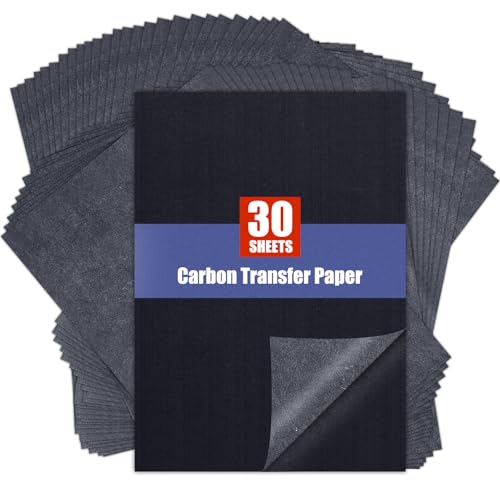 Carbon Paper for Tracing Transfer-Paper Pad 30 Pcs Black Graphite Copy Paper for Tracing Drawing Patterns on Wood Projects Canvas Fabric Lettering Sketching Art Supplies A4 8.3 X 11.8 Inch