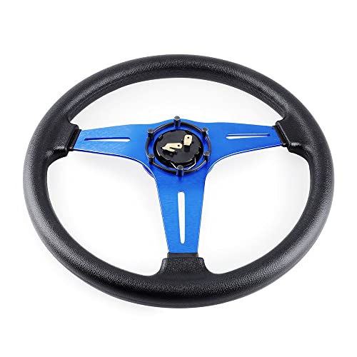 Yehicy 13.8” Racing Steering Wheel Quick Release For Car Sport Drifting Steering Wheel Pu Leather And Aluminum Spokes With Horn Button (Blue) #TOP5