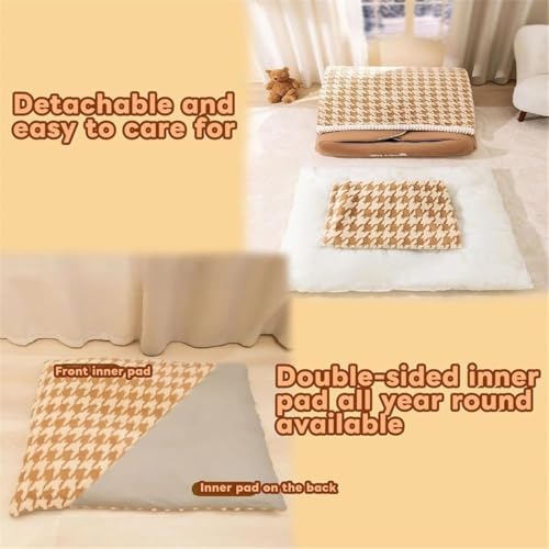 Image of Deep Sleep Dog Bed, Deep Sleep Cozy Dog House, Inside Dog House with Removable Cushion, Indestructible Non-Slip Dog Bed for Large Medium Small Dogs Cats, Machine Cleanable (Brown, S)